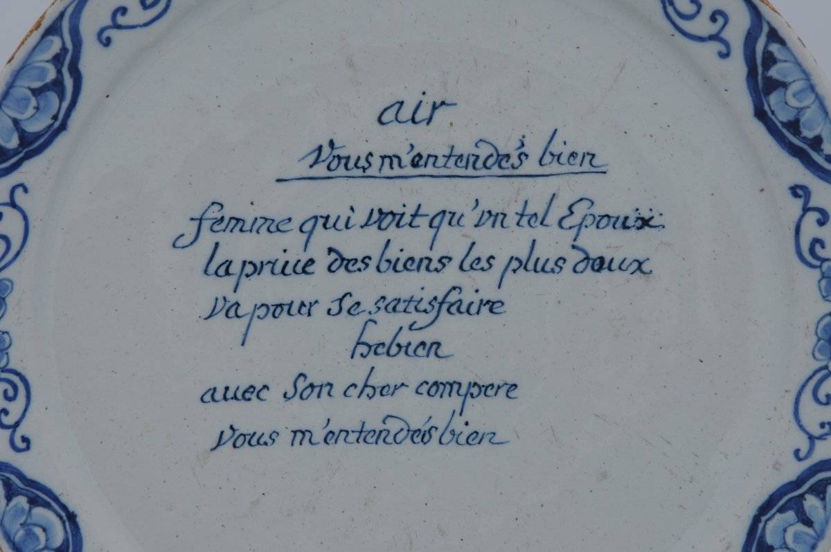 Assiette parlante en faïence de Delft à décor en camaïeu bleu, De Grieksche A, 1701–1735-photo-2