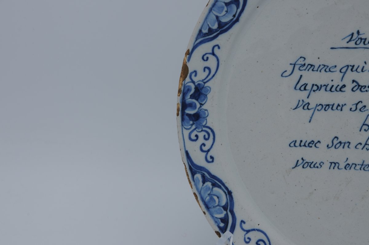 Assiette parlante en faïence de Delft à décor en camaïeu bleu, De Grieksche A, 1701–1735-photo-4