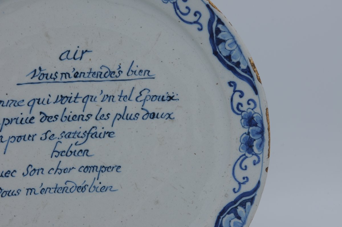 Assiette parlante en faïence de Delft à décor en camaïeu bleu, De Grieksche A, 1701–1735-photo-2