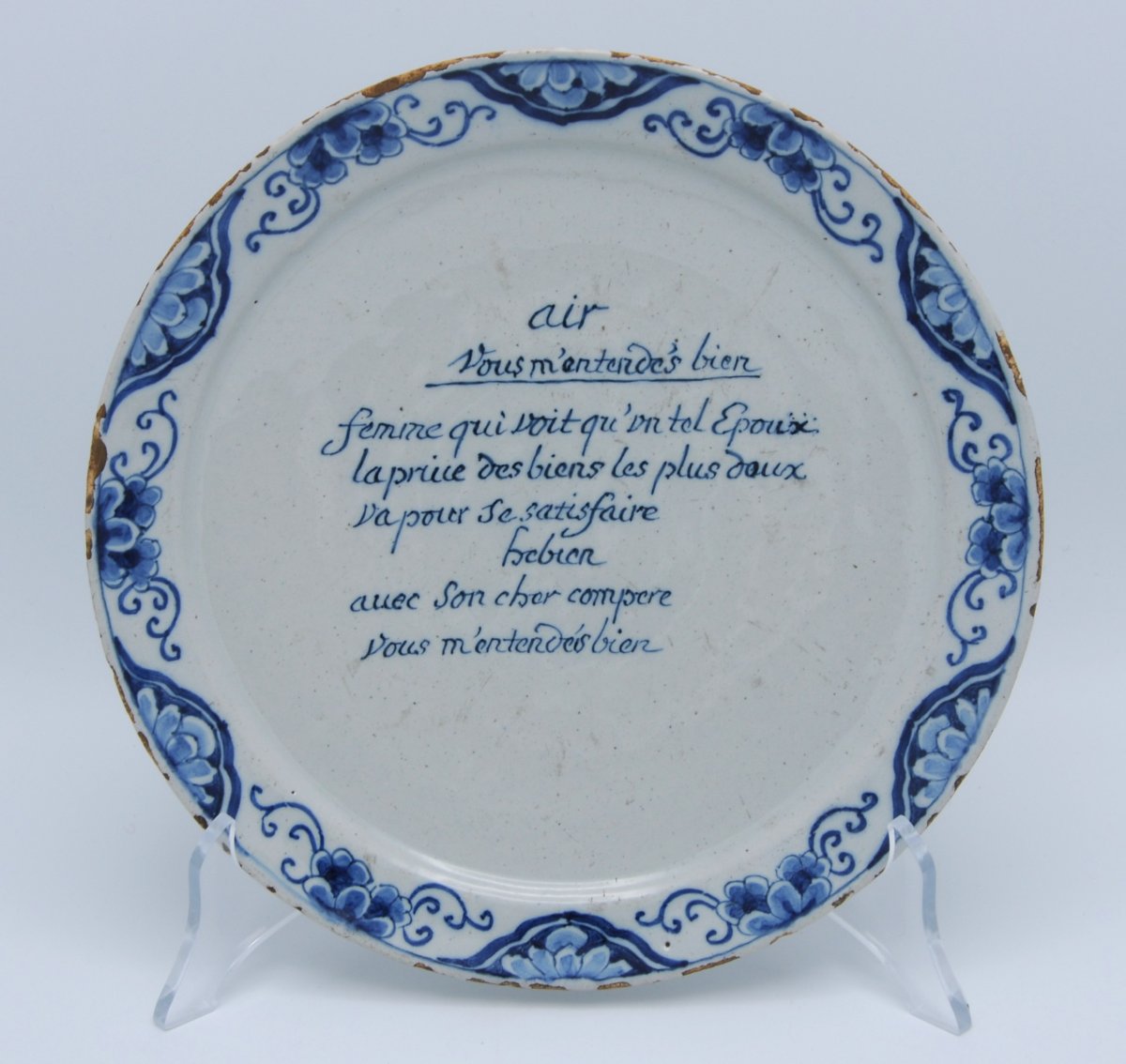Assiette parlante en faïence de Delft à décor en camaïeu bleu, De Grieksche A, 1701–1735-photo-5
