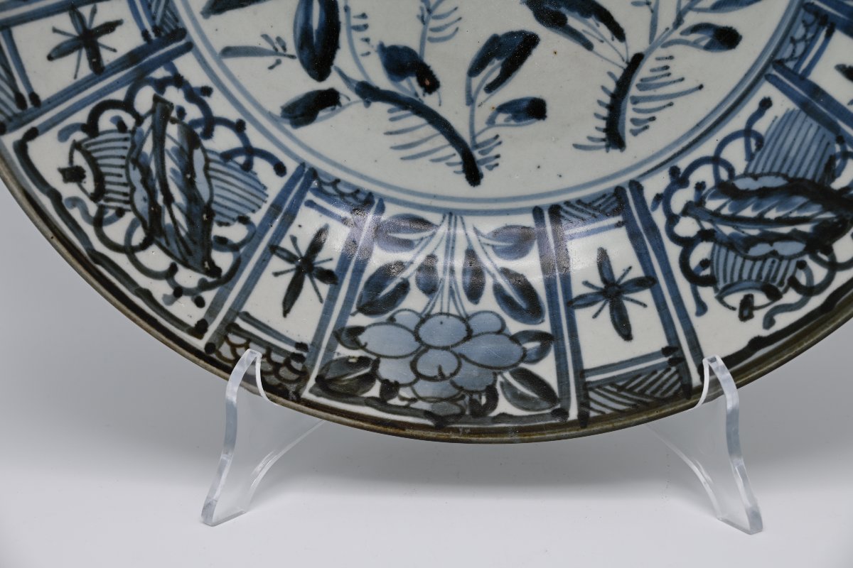 Antique Japanese Arita Blue And White Kraak-style Dish, Edo Period, Circa 1680-photo-4