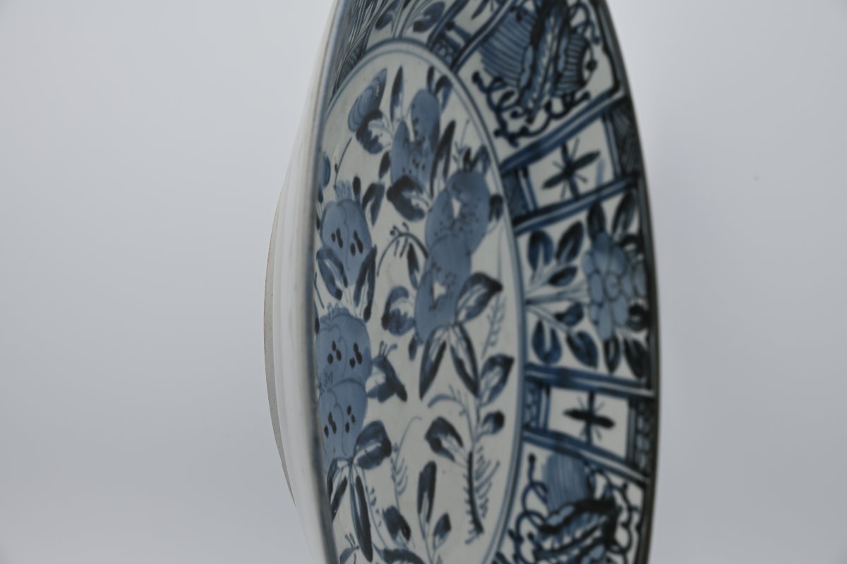 Antique Japanese Arita Blue And White Kraak-style Dish, Edo Period, Circa 1680-photo-3