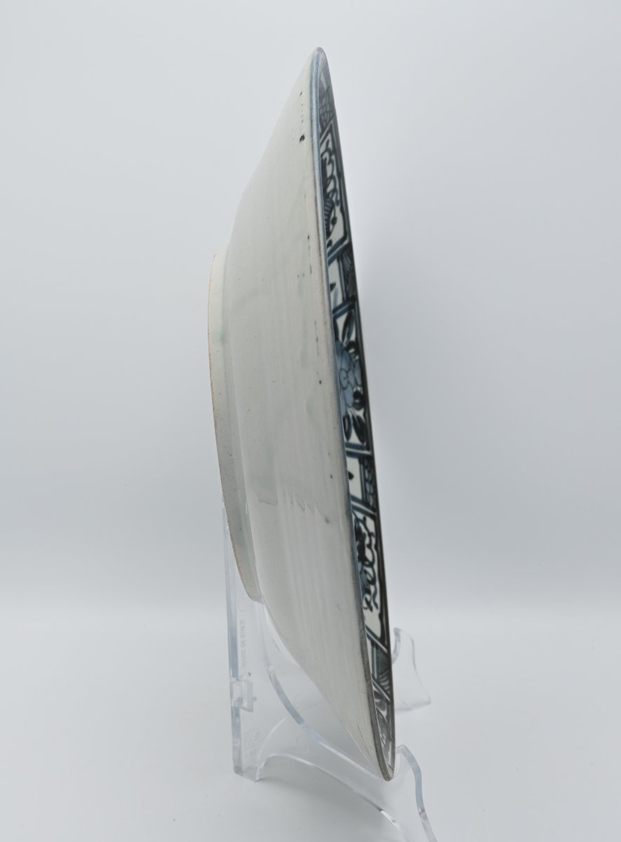 Antique Japanese Arita Blue And White Kraak-style Dish, Edo Period, Circa 1680-photo-5