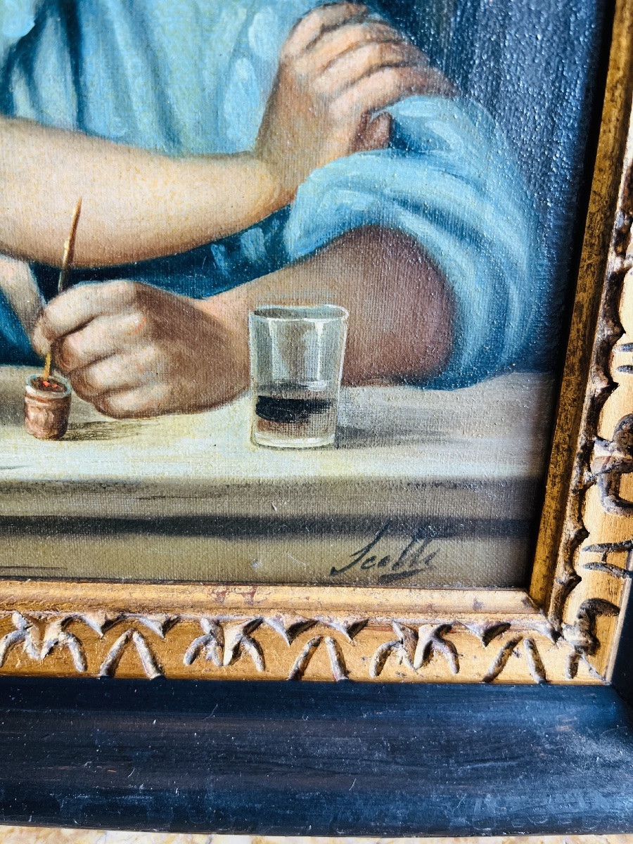 Oil Painting On Canvas Representing A Man And A Woman-photo-4