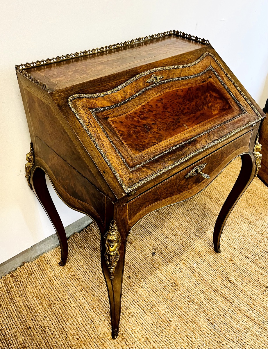 Louis XV Style Donkey Back Secretary, Napoleon III Period, 19th Century-photo-4
