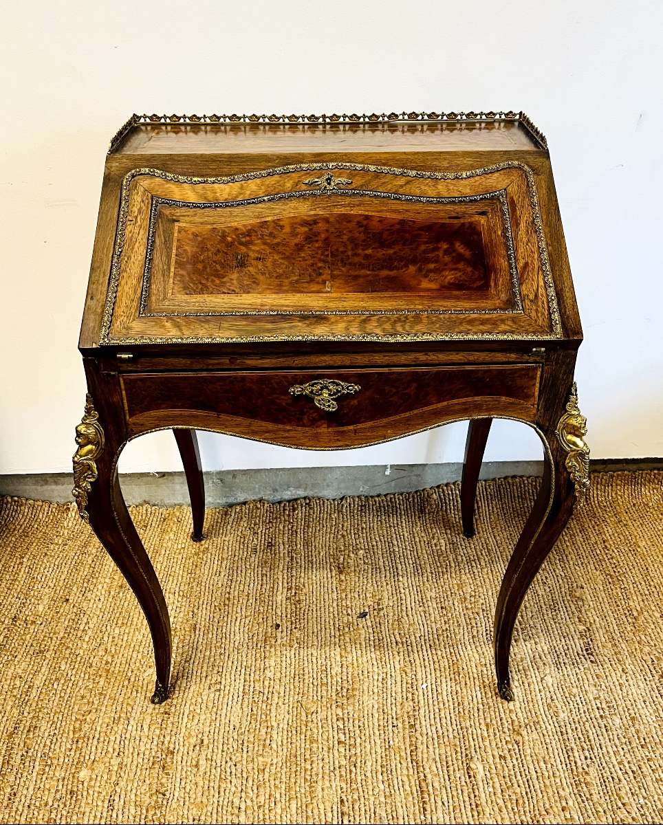 Louis XV Style Donkey Back Secretary, Napoleon III Period, 19th Century