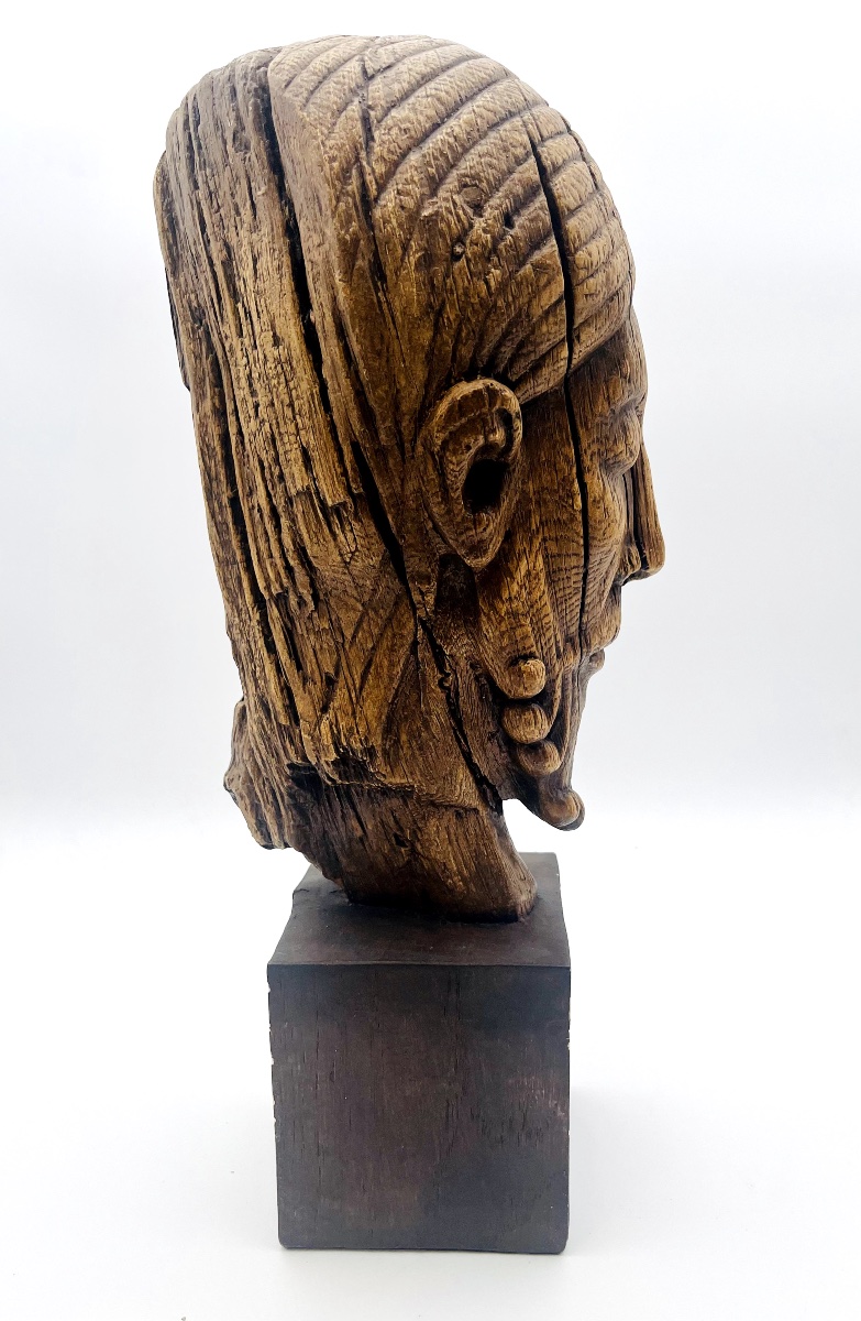 Moulage En Terre Cuite Figure Tête De Christ-photo-3
