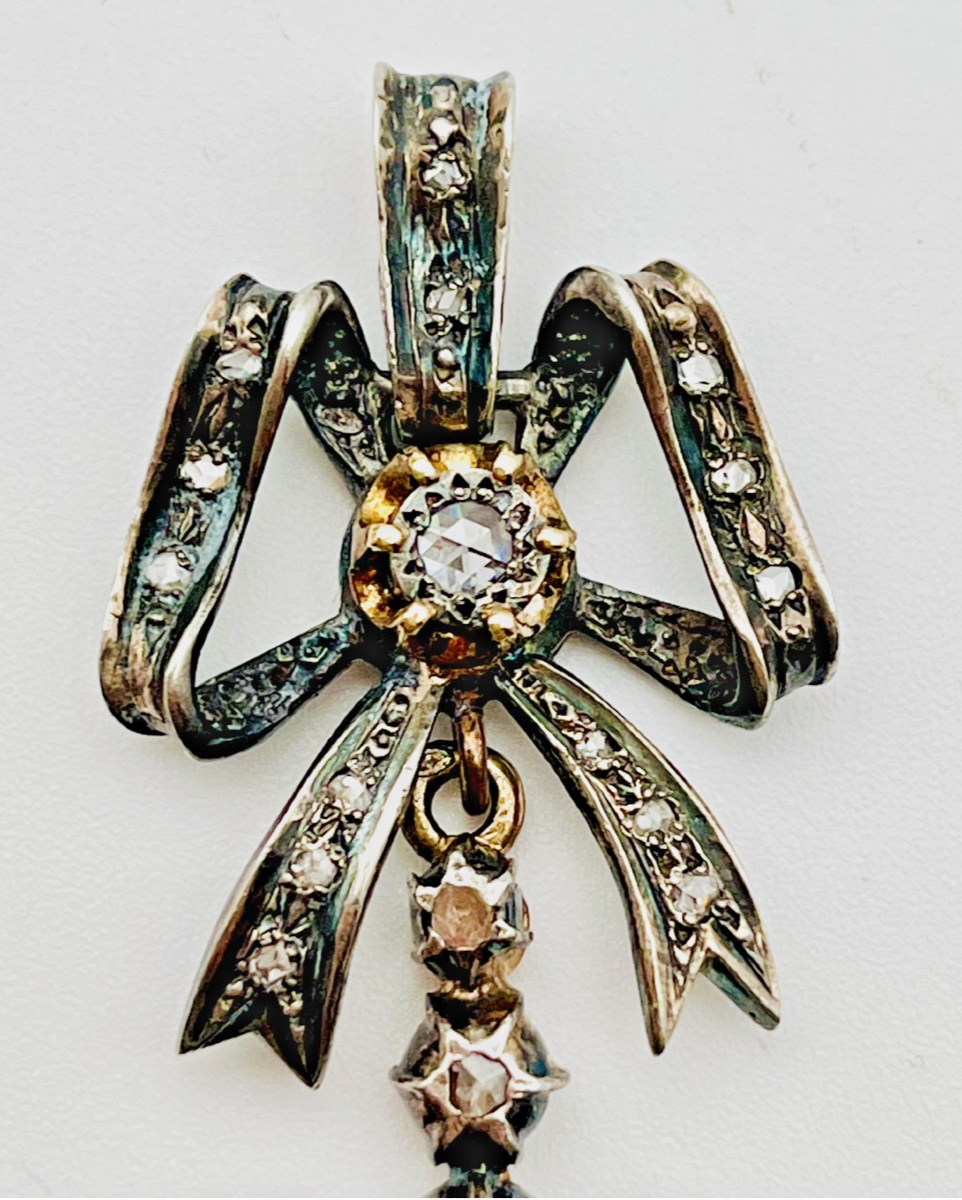 Antique Marie-antoinette Cross Gold Silver And Diamonds-photo-4