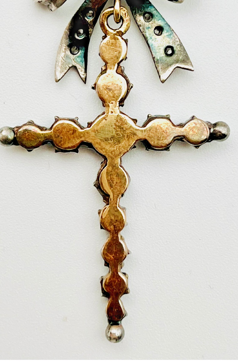 Antique Marie-antoinette Cross Gold Silver And Diamonds-photo-2