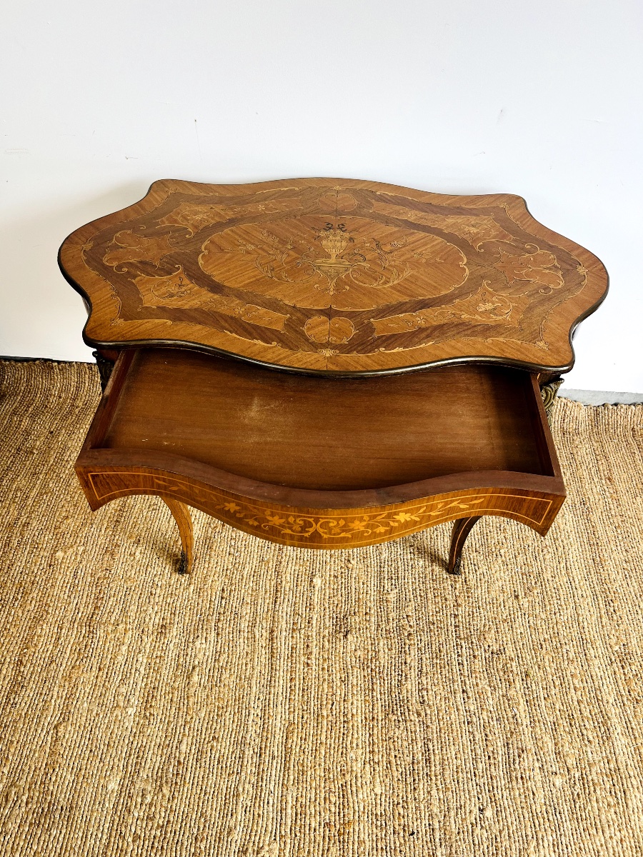 Louis XV Style Marquetry Violin Table – Napoleon III Period-photo-3