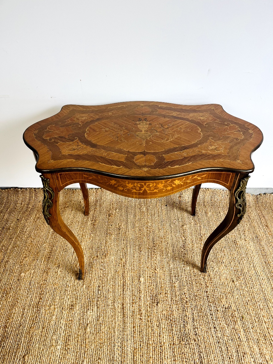 Louis XV Style Marquetry Violin Table – Napoleon III Period-photo-4