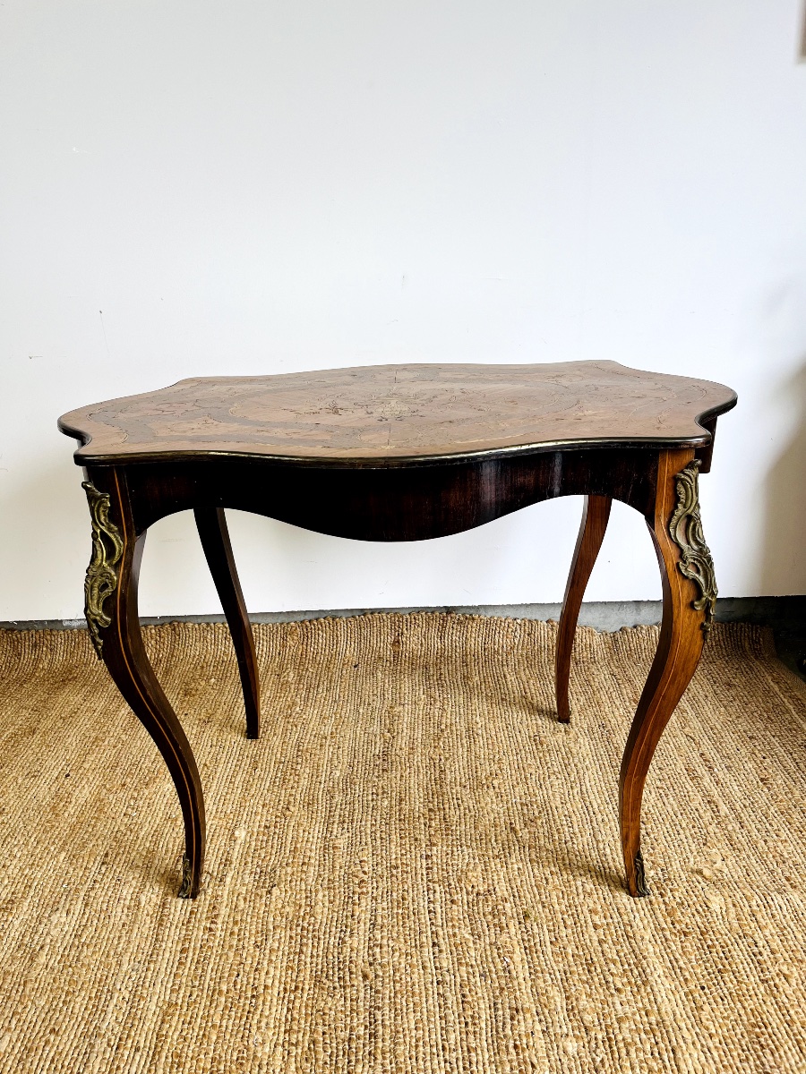 Louis XV Style Marquetry Violin Table – Napoleon III Period-photo-3