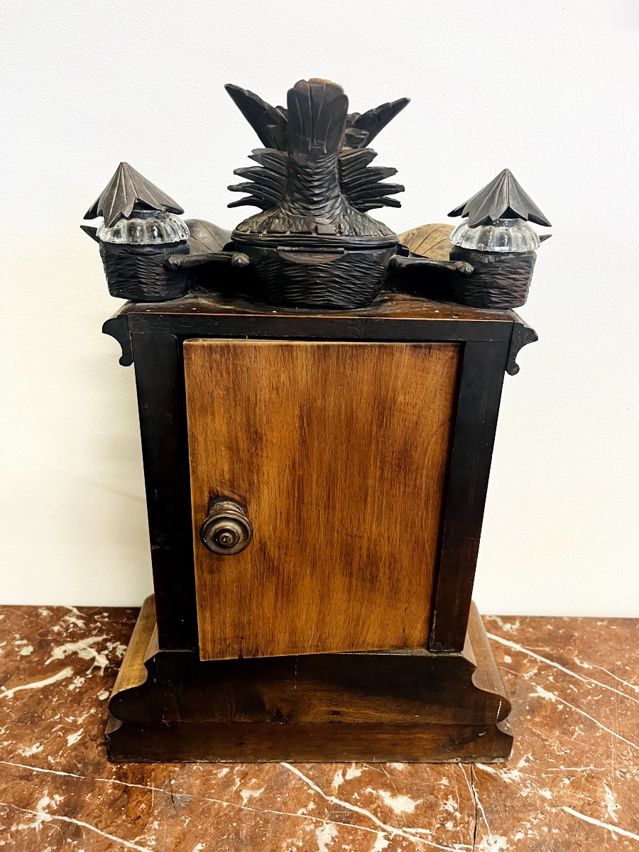 Wooden Clock Case With Inkwell – Black Forest-photo-5