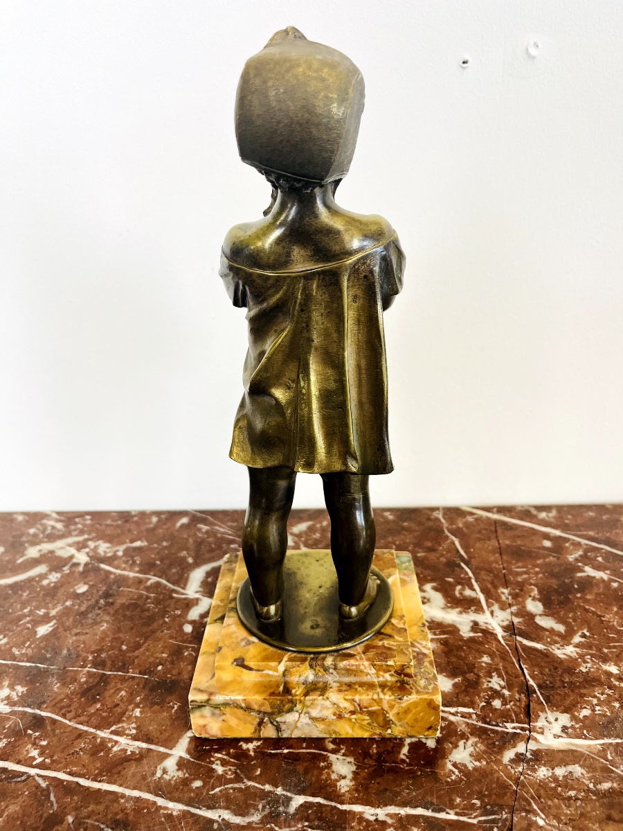 Bronze “the Little Girl With The Cat” By Léon Pilet (1840–1916)-photo-2