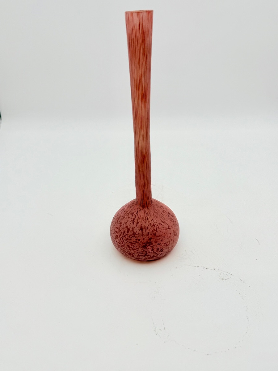 "galinette" Vase By André Delatte In Speckled Blown Glass-photo-1