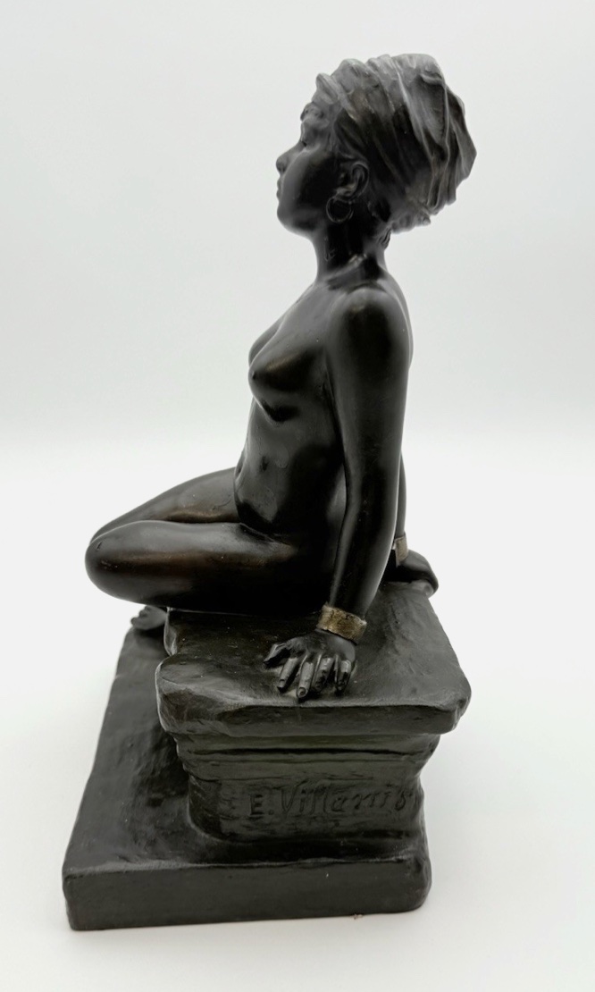 Sculpture par Emmanuel Villanis (1858-1914) – Esclave assis-photo-2