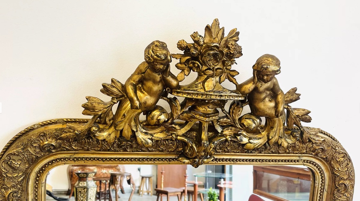 Grand miroir ancien style Louis-Philippe-photo-2