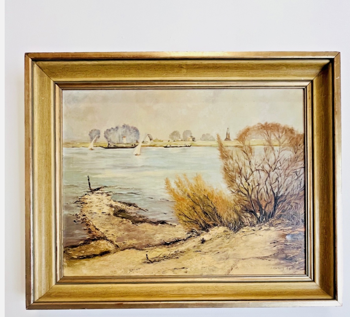 Oil On Canvas Signed K. Mattern 1954 Lake Landscape - 512024