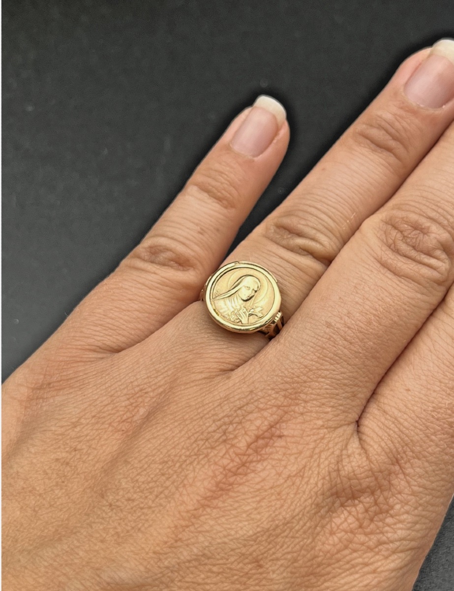 18k Yellow Gold Religious Ring -photo-2