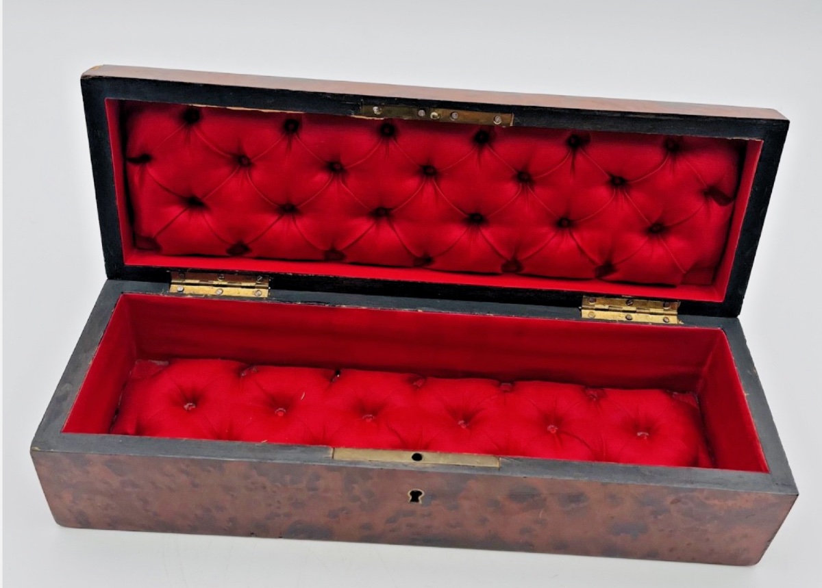 Boîte à gants en bois marquetée laiton – Style Napoléon III-photo-2