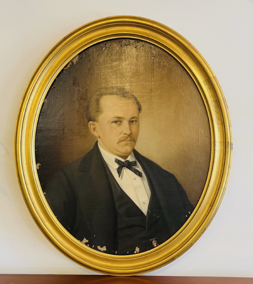 Peinture huile sur toile – Portrait d’homme XIXe -photo-2