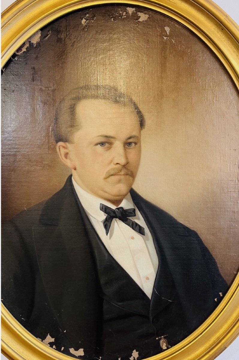 Peinture huile sur toile – Portrait d’homme XIXe -photo-3