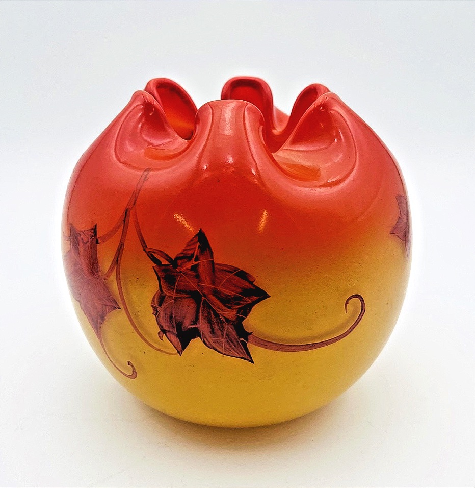 Orange Glass Paste Vase From The 1930s Signed Ds -photo-2