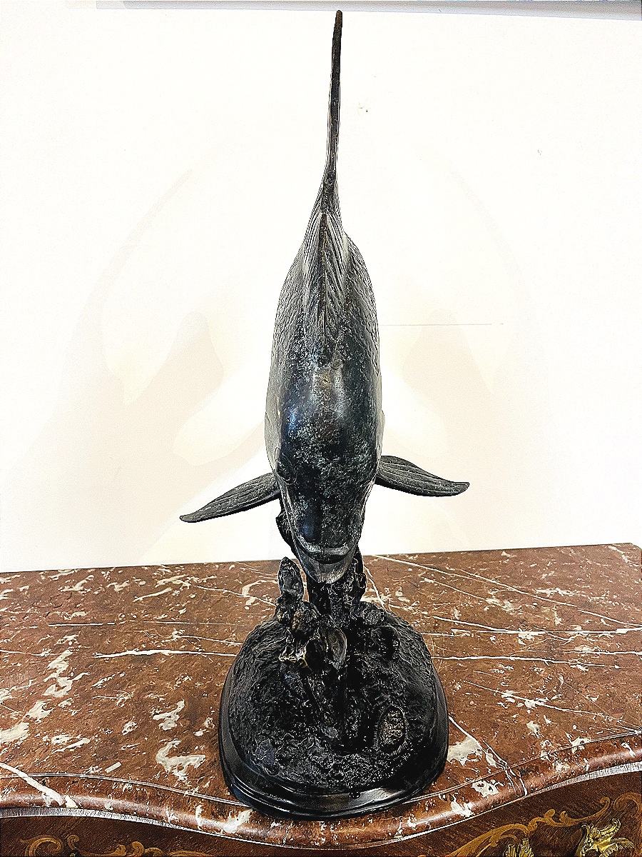Sculpture en bronze par Pierre Chenet (XX-XXI) – Poisson tropical-photo-3