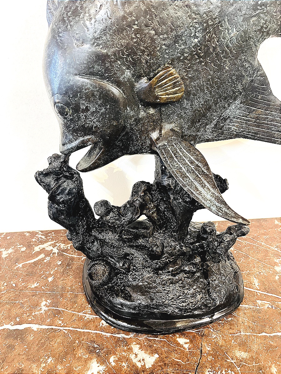 Sculpture en bronze par Pierre Chenet (XX-XXI) – Poisson tropical-photo-4