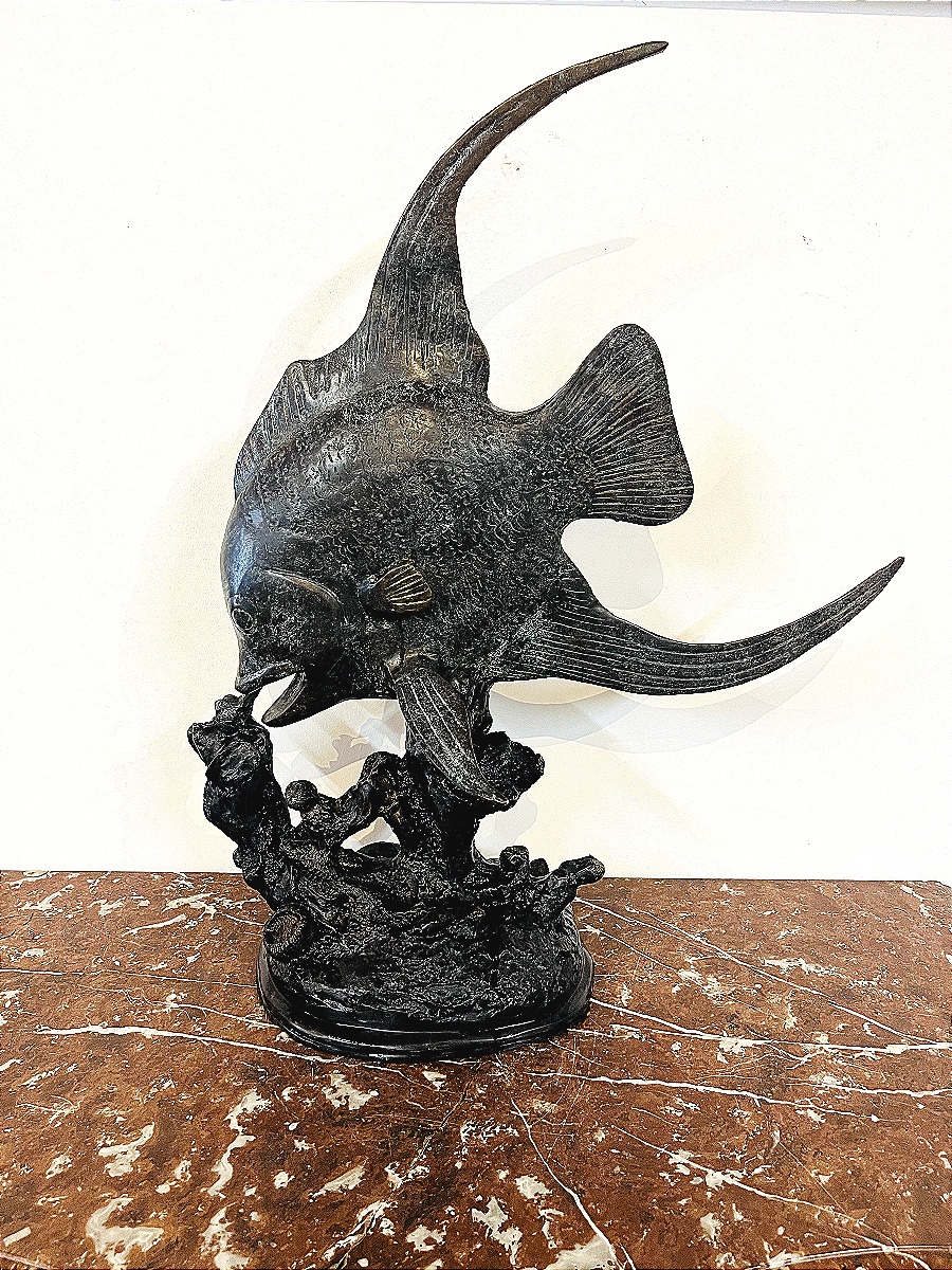 Sculpture en bronze par Pierre Chenet (XX-XXI) – Poisson tropical