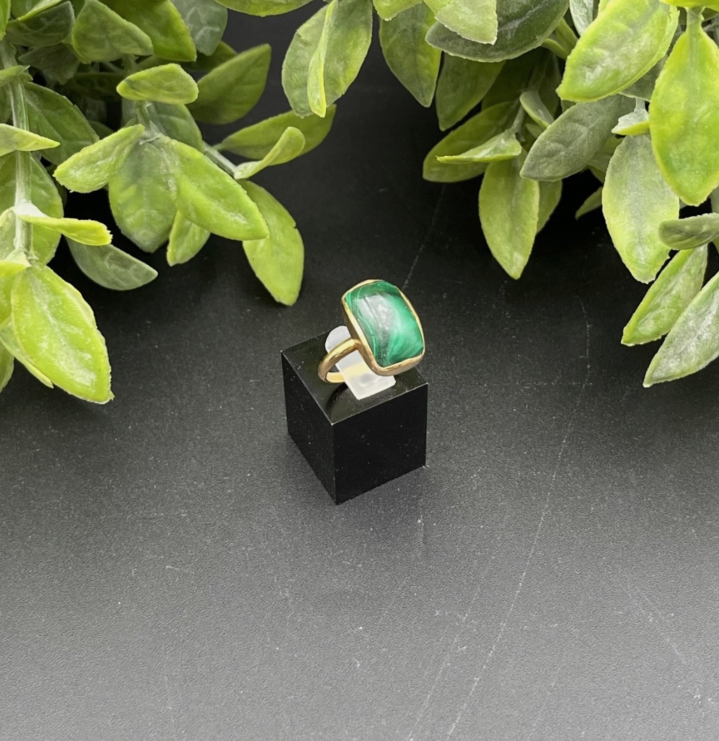 Bague en or jaune 18K & malachite - 690004-photo-2