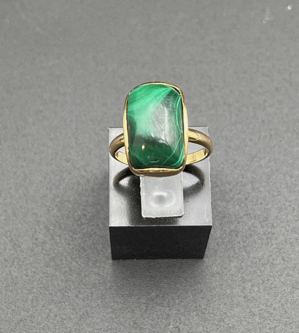 Bague en or jaune 18K & malachite - 690004-photo-3