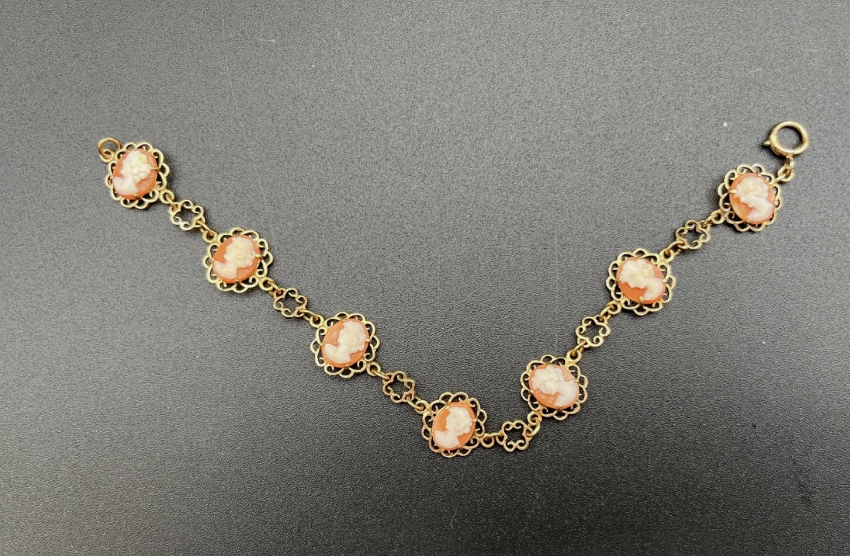 Bracelet camées en or jaune 9K (375/1000)-photo-3