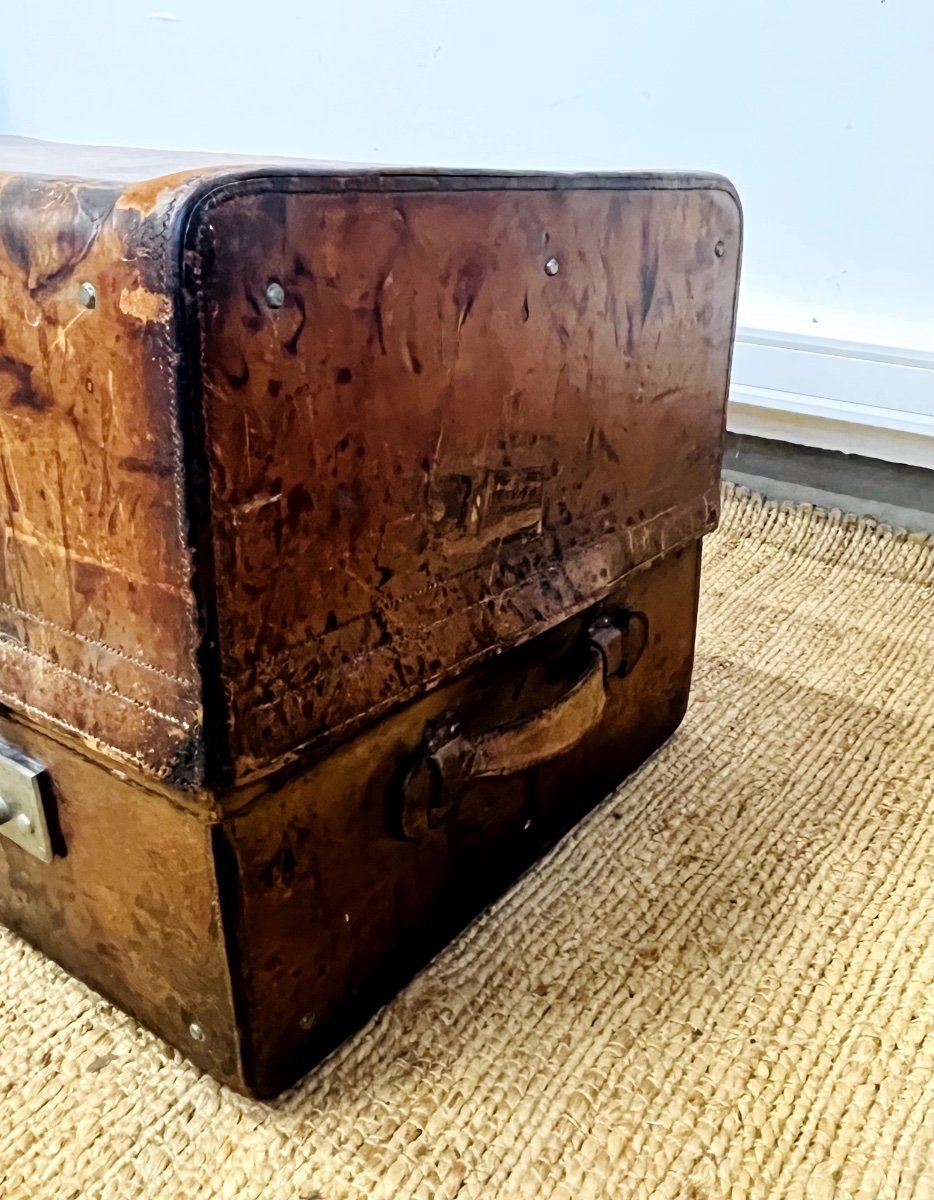 Grande malle en cuir de la maison Gustave Keller-photo-2