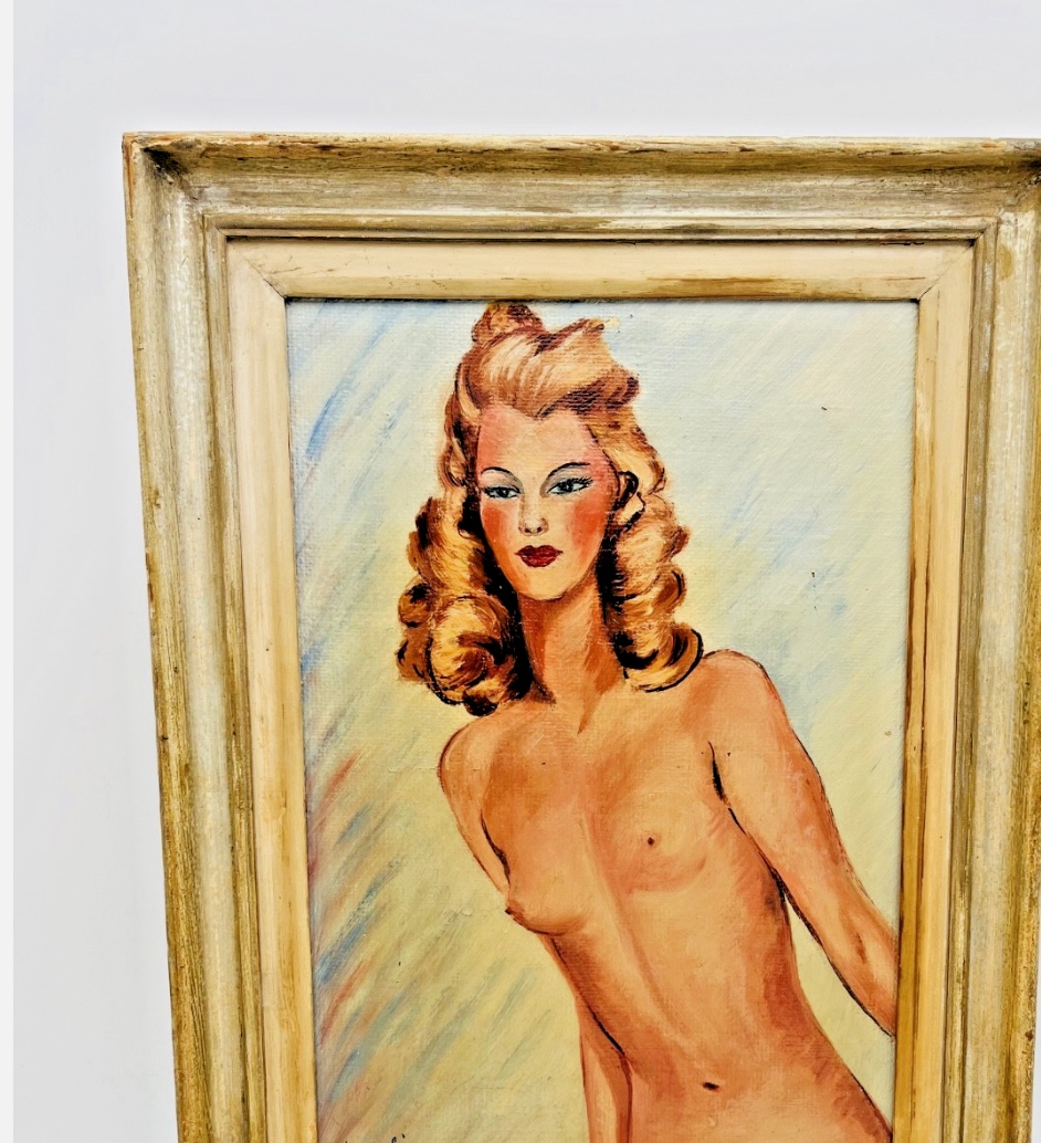 Antique Painting Signed Emile Marcelin Planat – Female Nude 