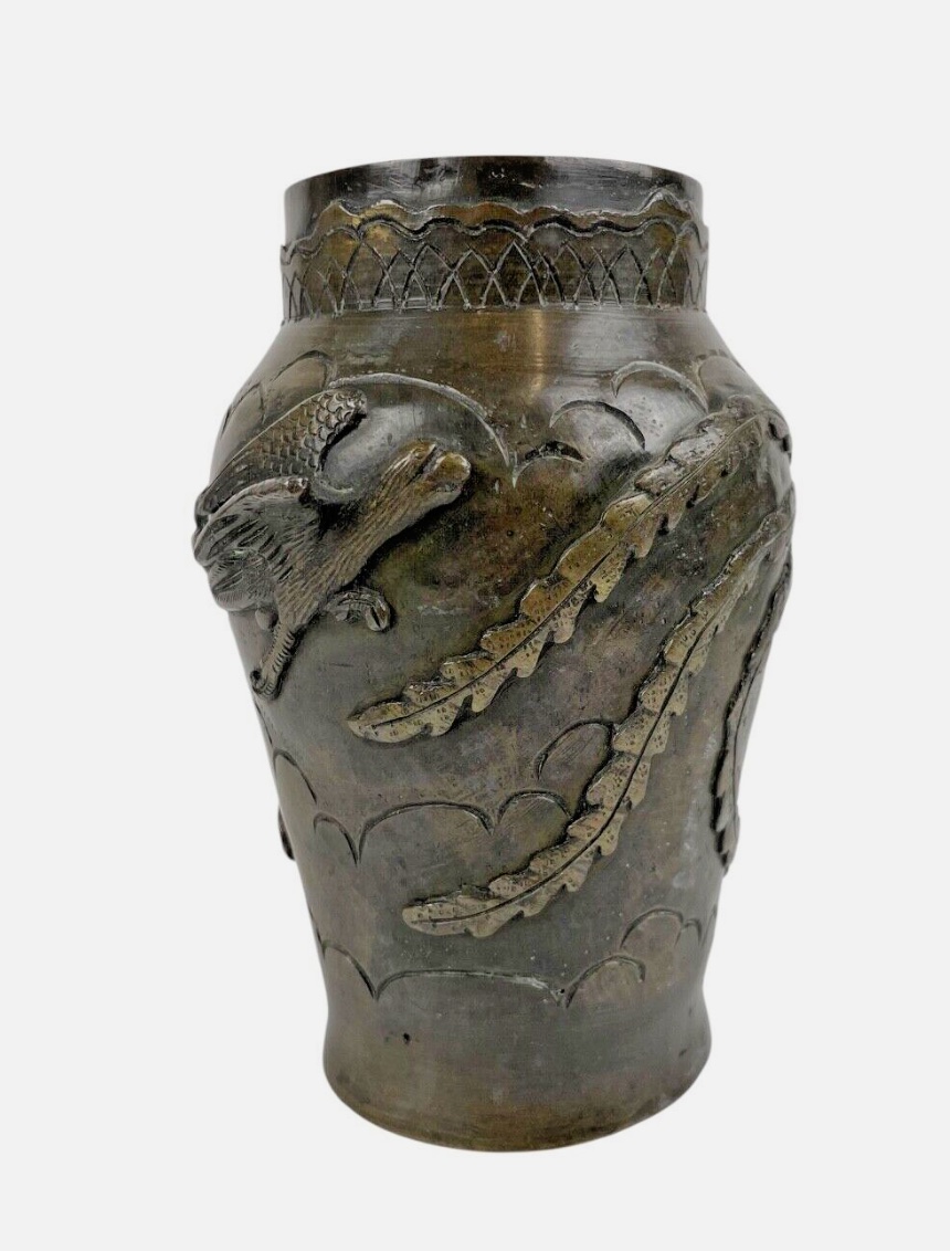 Vase en bronze japonais, Epoque Meiji Nippon Kyoto Yoshida Zo-photo-2