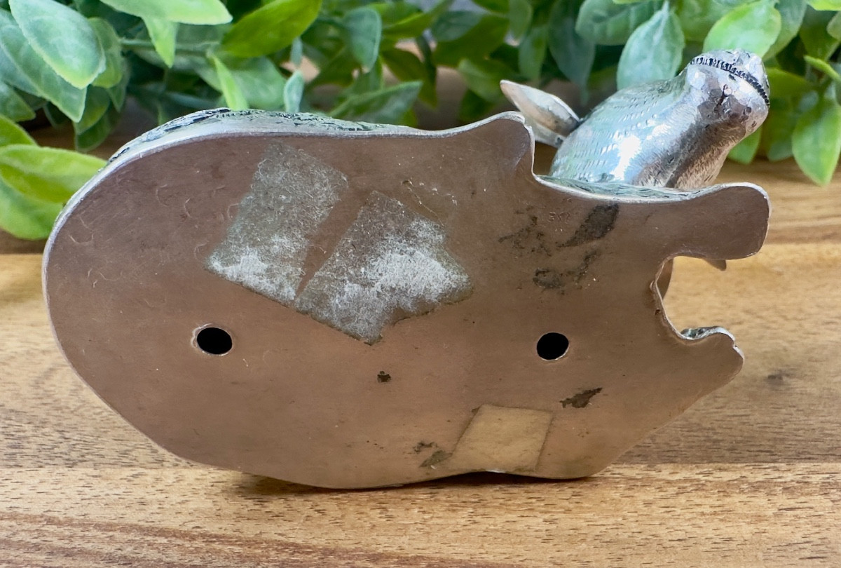 Solid Silver Reclining Bull Statuette -photo-1