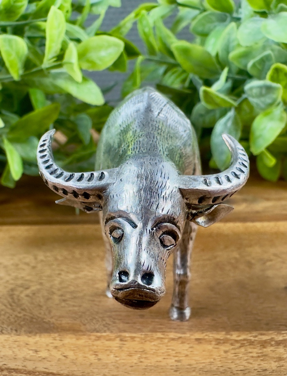 Sculpture buffle en argent massif-photo-2