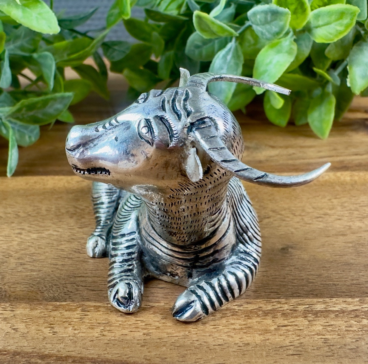 Solid Silver Bull Sculpture -photo-2