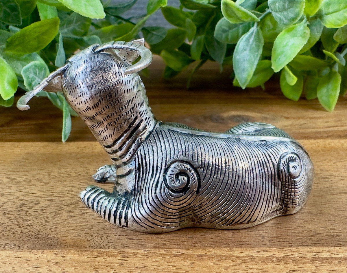 Solid Silver Bull Sculpture -photo-3