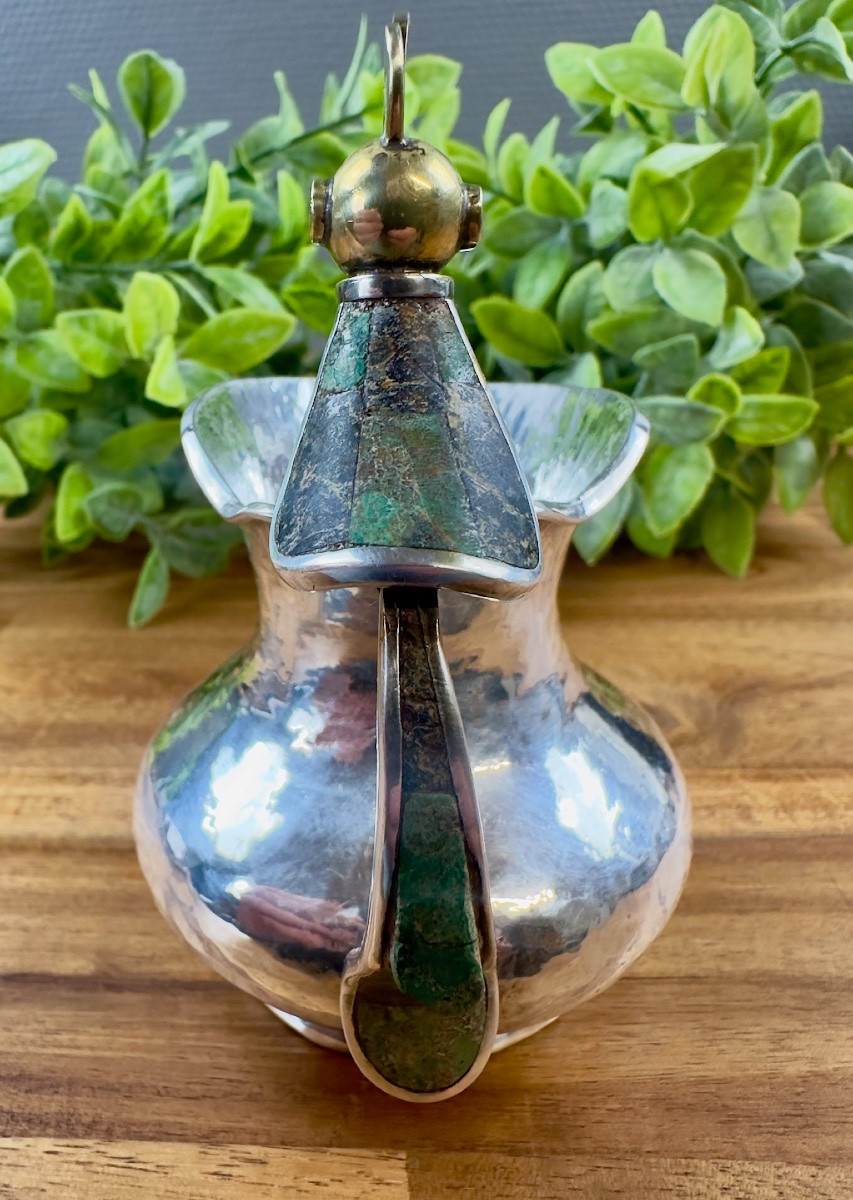 Pichet zoomorphe en métal argenté – Mexique-photo-1