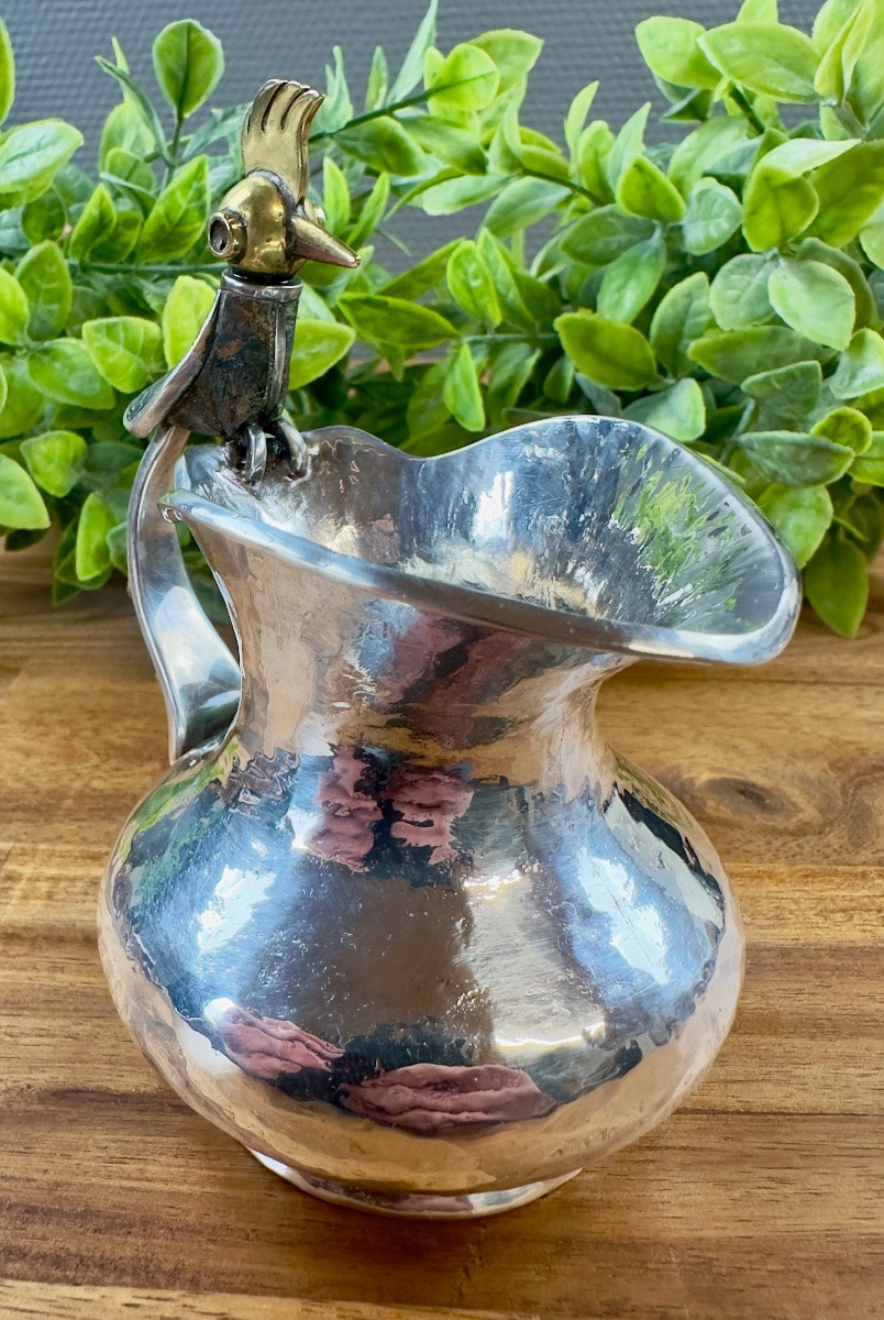 Pichet zoomorphe en métal argenté – Mexique-photo-2