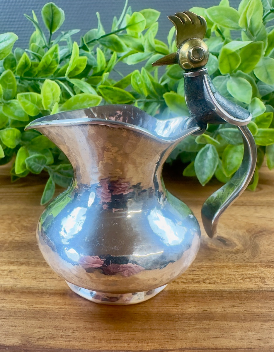 Pichet zoomorphe en métal argenté – Mexique