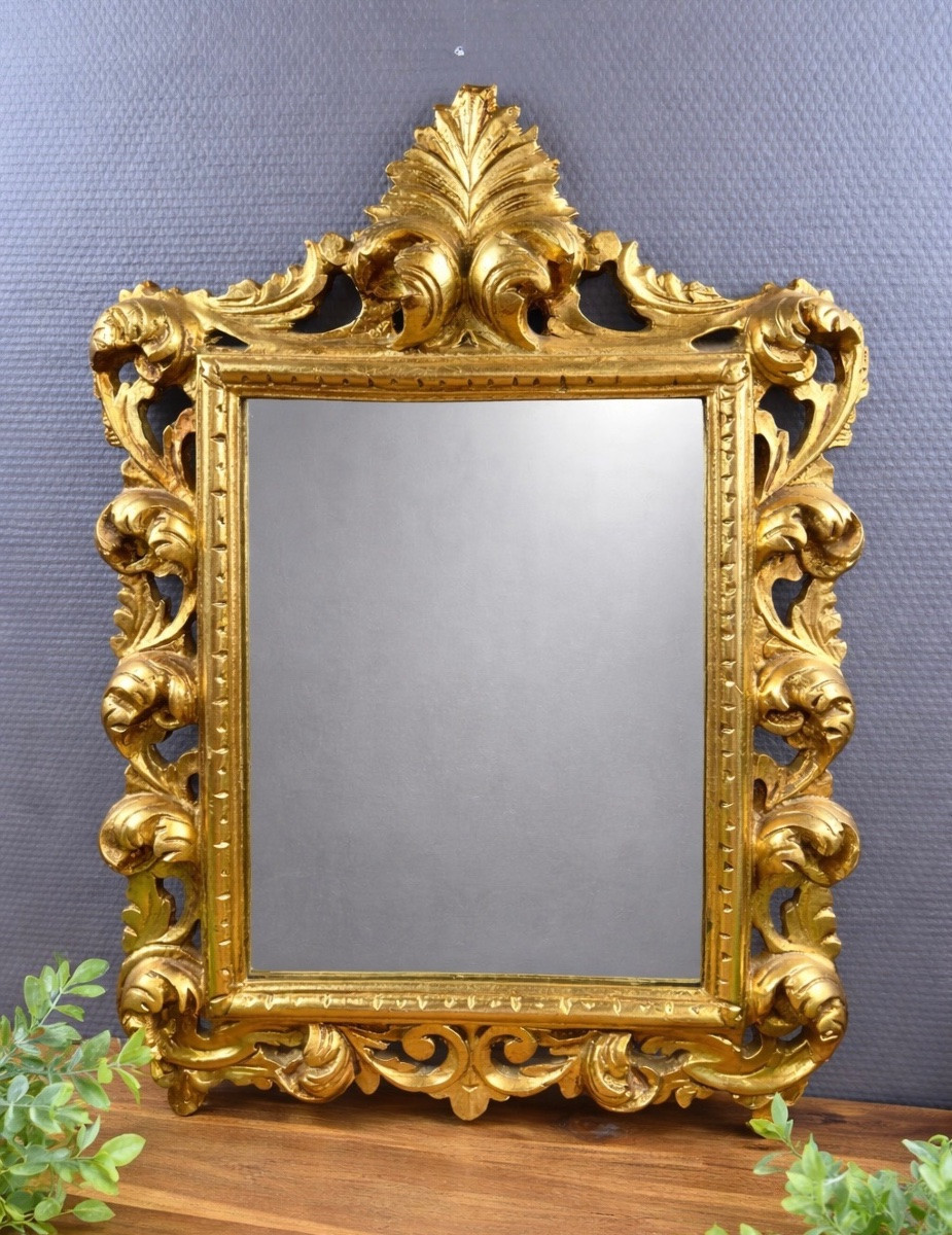 Antique Louis XV Style Mirror In Carved And Gilded Wood-photo-2