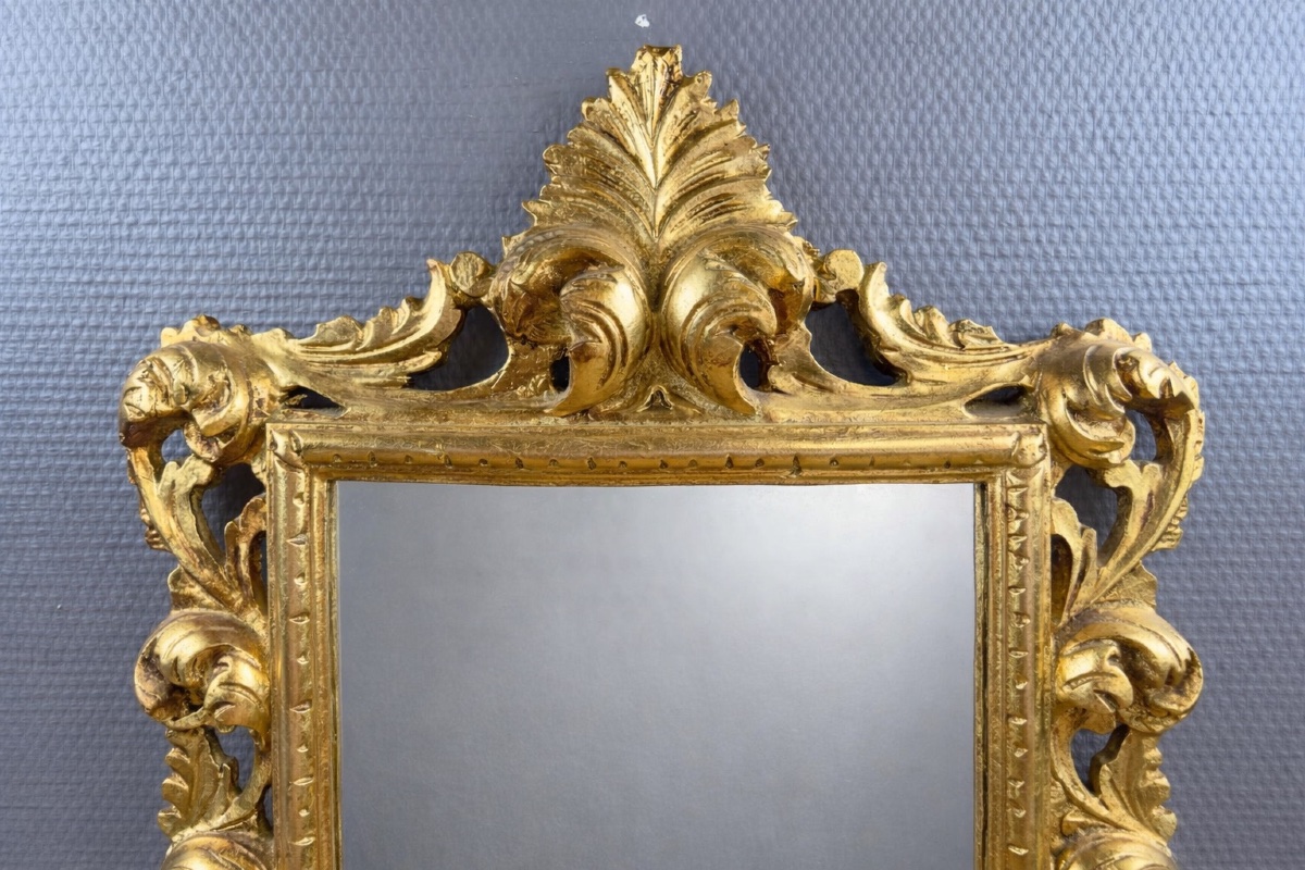 Antique Louis XV Style Mirror In Carved And Gilded Wood-photo-3