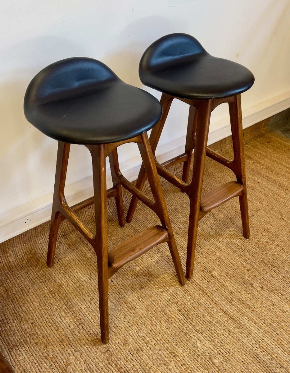 Paire de tabourets de bar Erik Buch – design danois vintage-photo-5