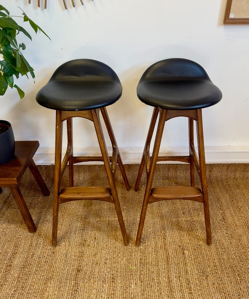 Paire de tabourets de bar Erik Buch – design danois vintage