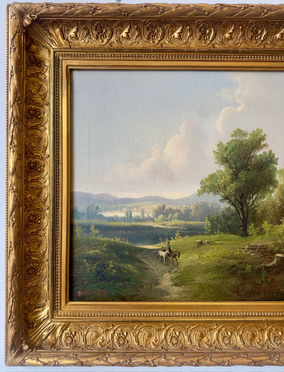 Oil On Canvas By Frederick Airy, 19th Century – Rural Landscape-photo-2