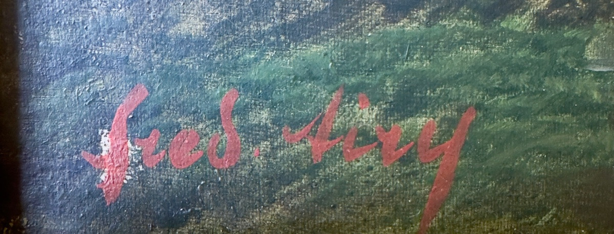 Oil On Canvas By Frederick Airy, 19th Century – Rural Landscape-photo-4