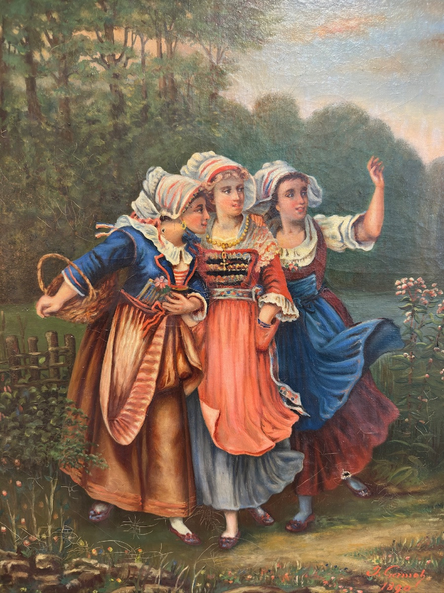 Huile sur toile XIXᵉ siècle signée J. Germoh (1890)-photo-2
